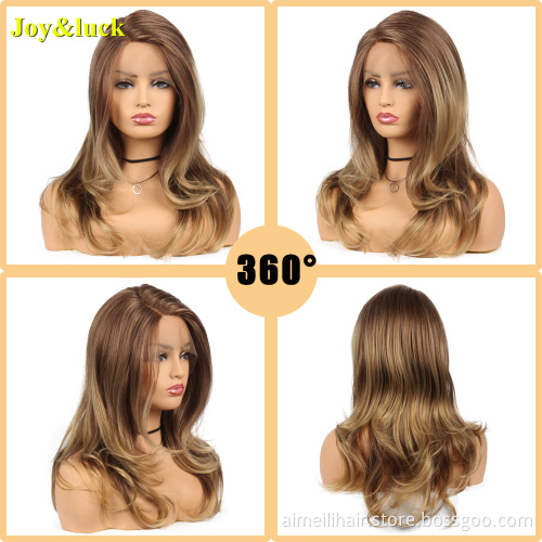 Wholesale Prices Hair For Women Daily Or Party Side Part Long Water Wavy Lacefront Black Ombre Blonde Synthetic Ladies Hair Wigs